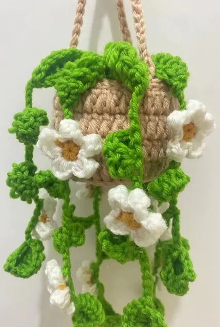 Crochet Potted Plant Car Ornament