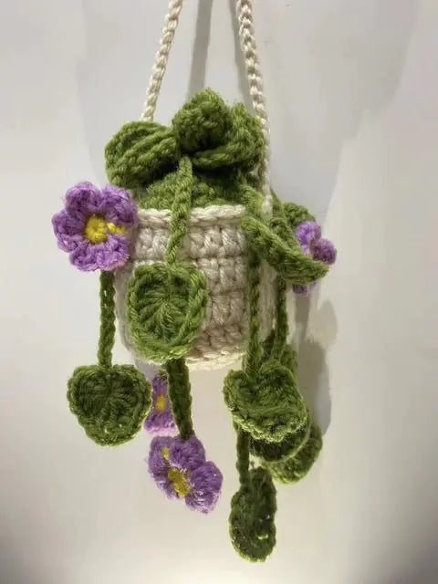 Crochet Potted Plant Car Ornament