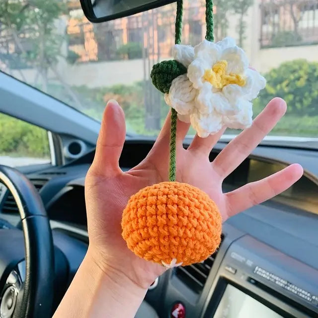 Crochet Potted Plant Car Ornament