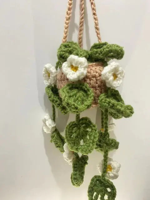 Crochet Potted Plant Car Ornament