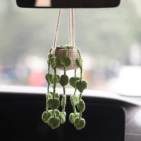 Crochet Potted Plant Car Ornament